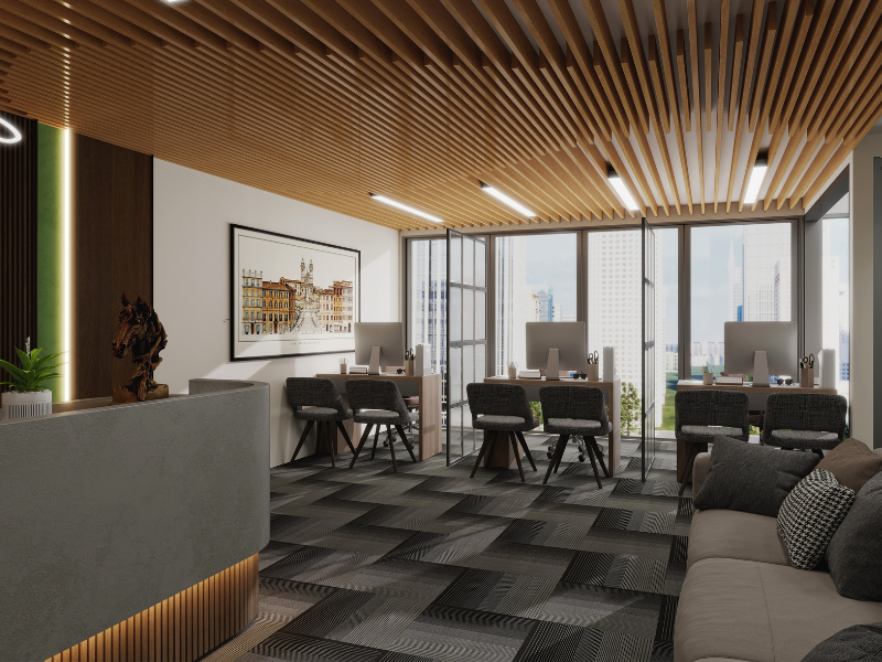 Modern Corporate Workspace with Biophilic Warmth – Australia